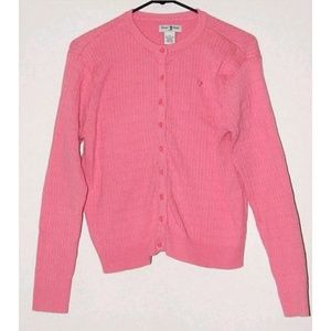 Duck Head Petite Pink Cable Knit Cardigan Size PL